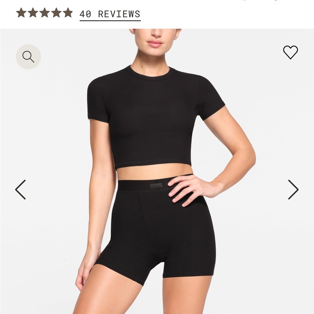 NWT SKIMS Soft Lounge Cropped T-Shirt Onyx XXS